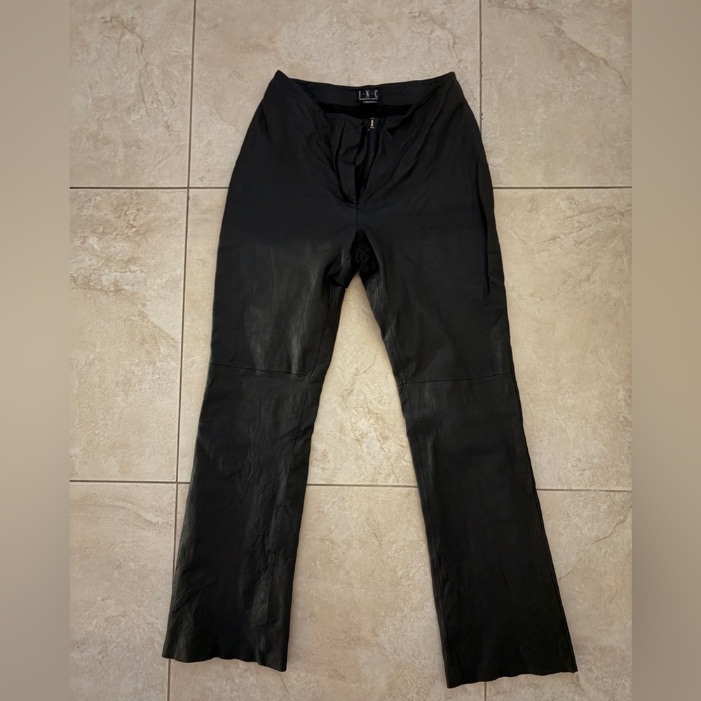 INC International Concepts Women's Black Leather Dress Pants